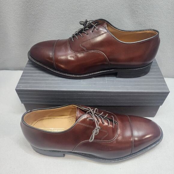 Johnston Murphy Mens 11 1/2 D‎ Milton Cap Toe Brown Oxford Dress Shoe Leather
